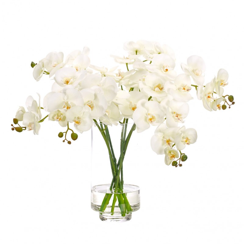  Букет цветов в вазе: белая орхидея, NDI (Америка) 