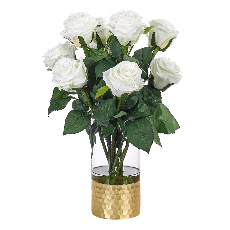  Букет цветов в вазе: белые розы, NDI (Америка)  