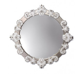 Круглое большое зеркало (белый-серебристый)